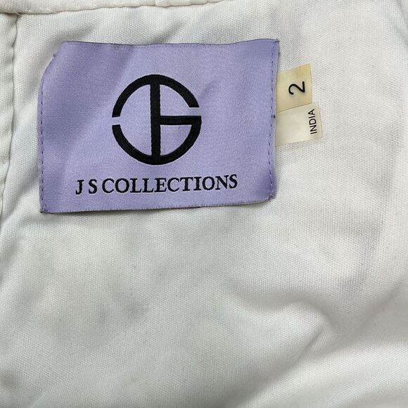 JS Collection Soutache Embroidered Dress Size 2 Cream Sleeveless Midi Event Glam - Picture 10 of 14